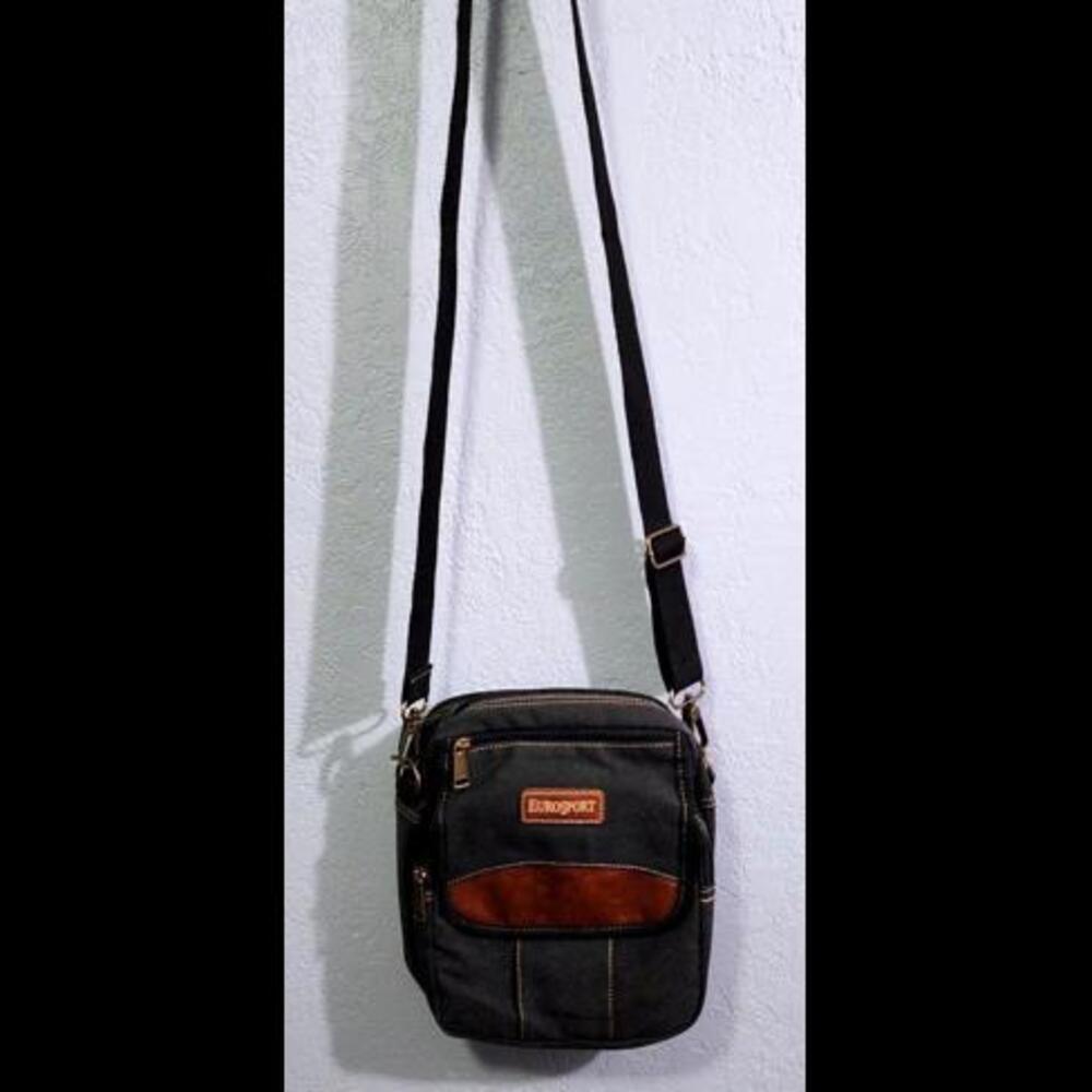 Eurosoft Canvas Crossbody Bag with Leather Trim